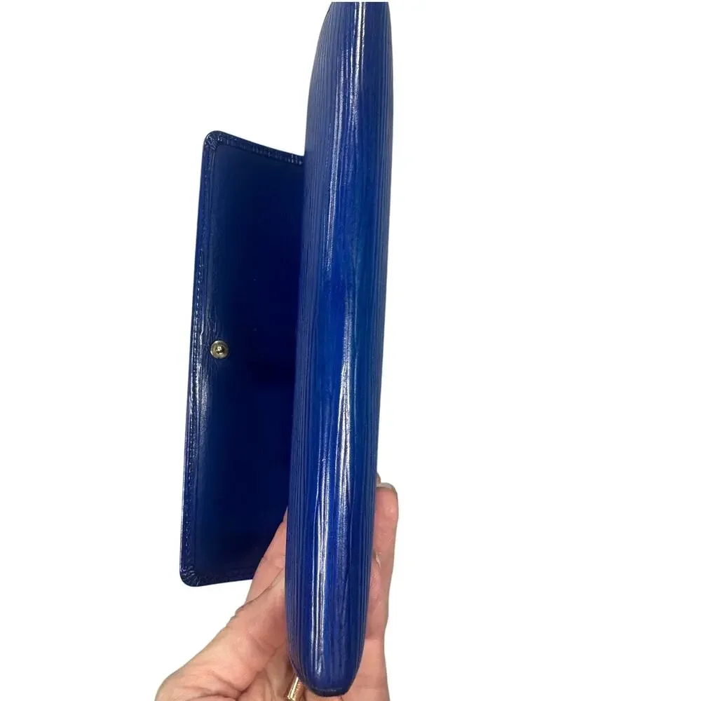 Louis Vuitton Toledo Blue Epi Leather Sarah Bifold Long Wallet Authentic